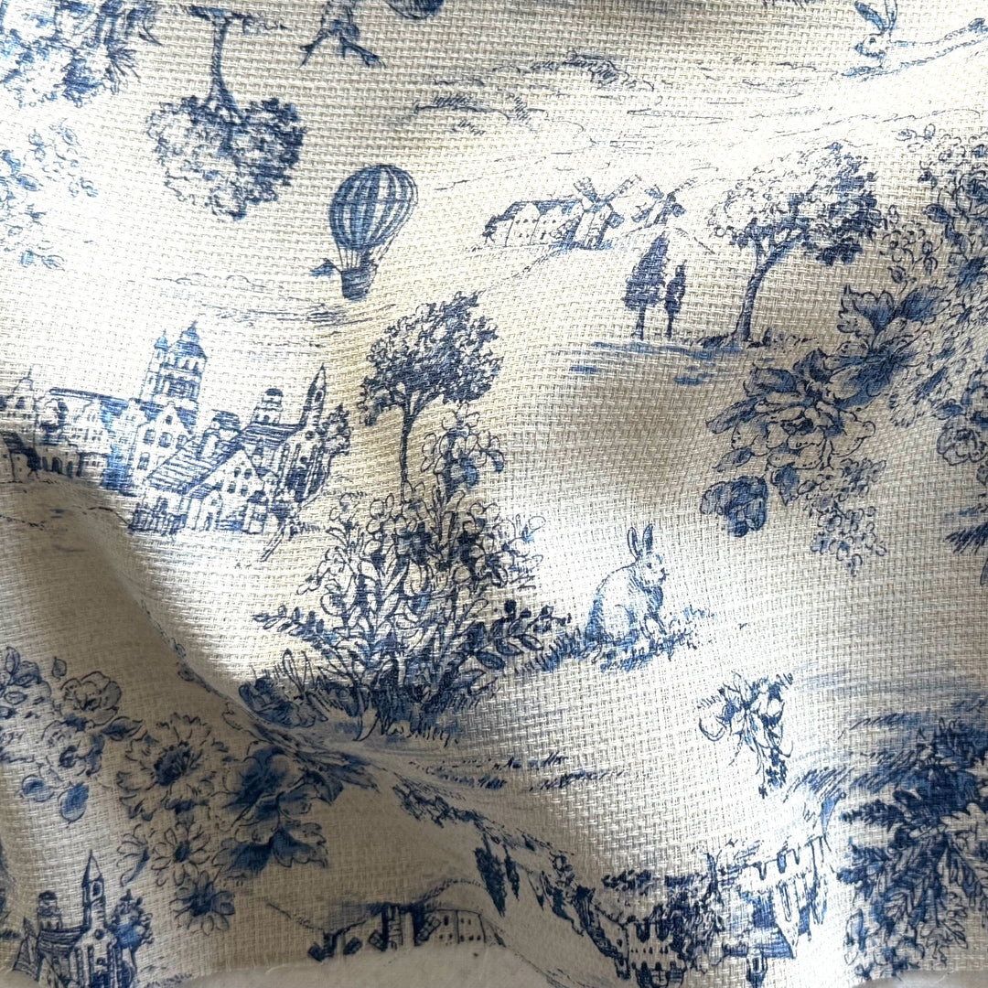 Toile De Jouy Countreyside Blue Cotton Dobby (Made in Japan)