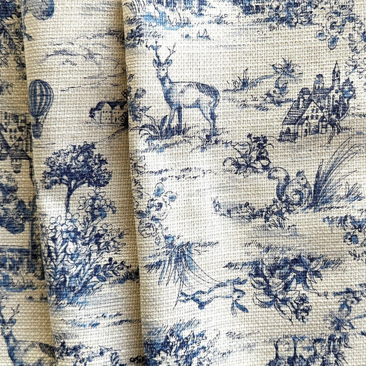 Toile De Jouy Countreyside Blue Cotton Dobby (Made in Japan)