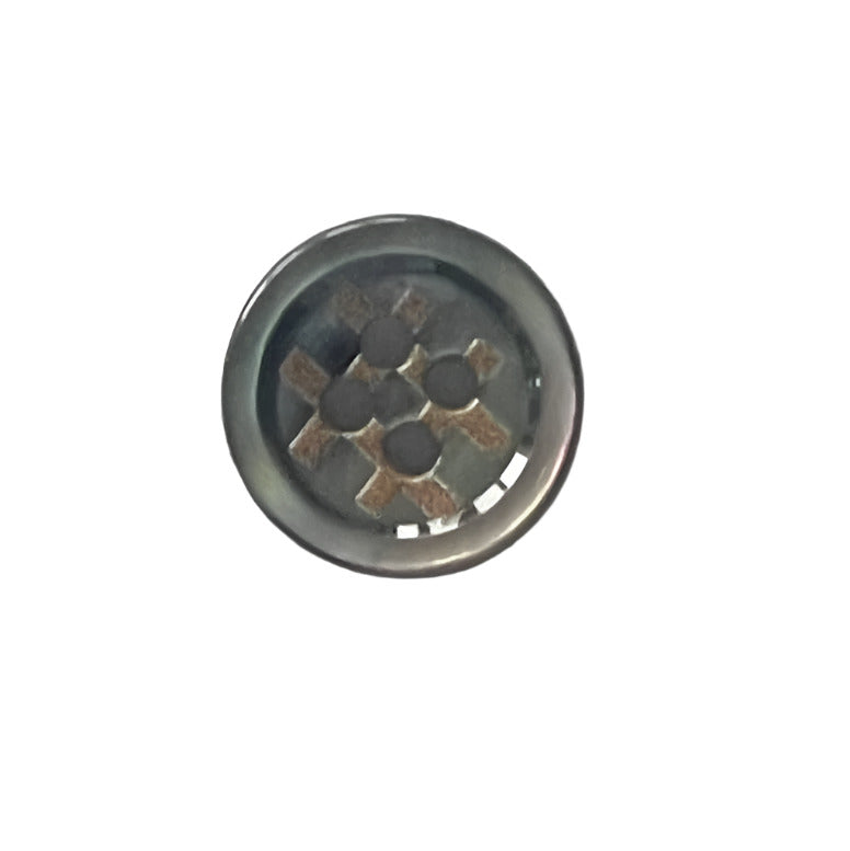 7/16"Grey Tic-Tac-Toe 4-Hole Shell Button (Made in France)
