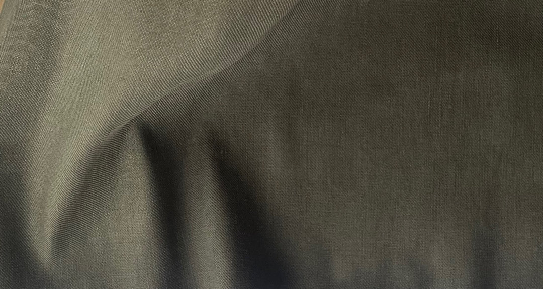 Designer Mid-Weight Inky Spinach Linen & Cotton Twill (Made in Italy)
