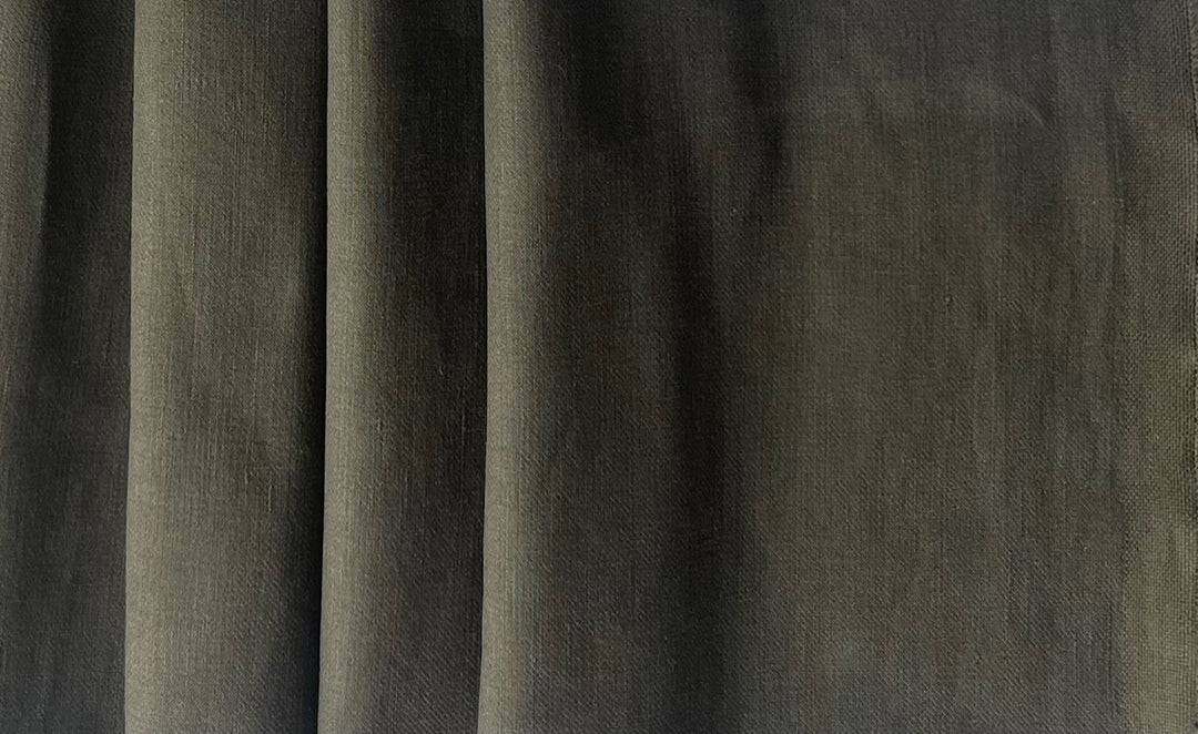 Designer Mid-Weight Inky Spinach Linen & Cotton Twill (Made in Italy)