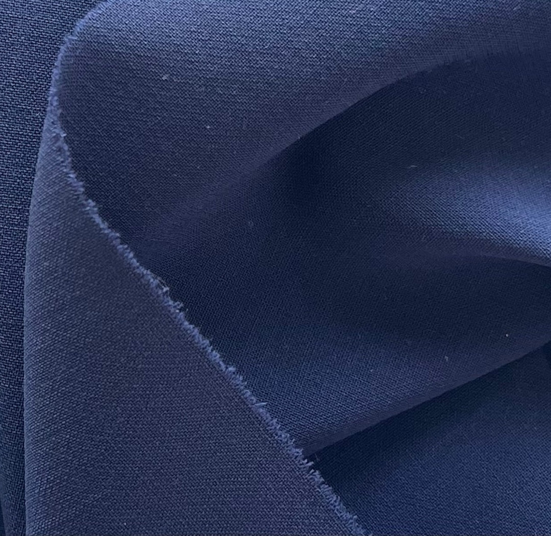 Mid-Weight Shadow Navy Stretch Wool Suiting (Made in Italy)