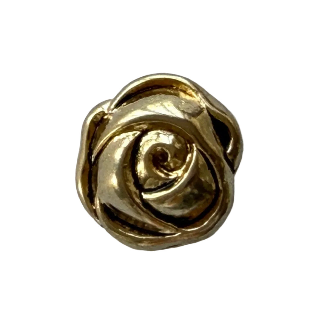 Vintage Shiny Golden Rose Metal Button (Made in France)