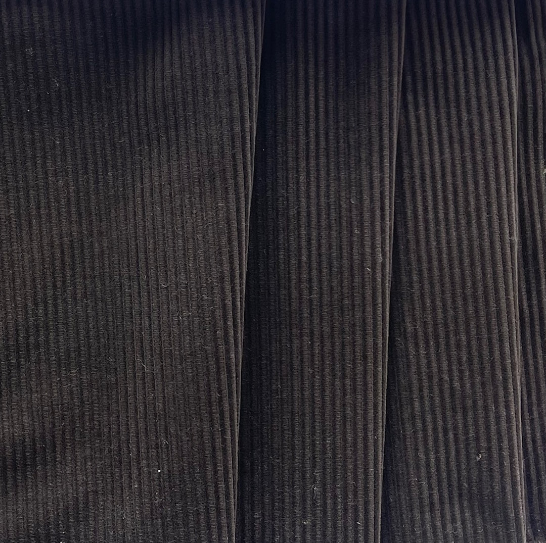 High-End Rich Chocolate Brown Stretch Mid-Wale Cotton Corduroy (Made in Italy)