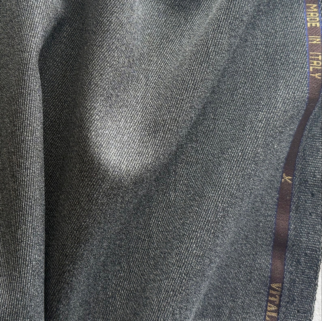 VB Canonico Weathered Charcoal Selvedged Virgin Wool Suiting (Made in Italy)
