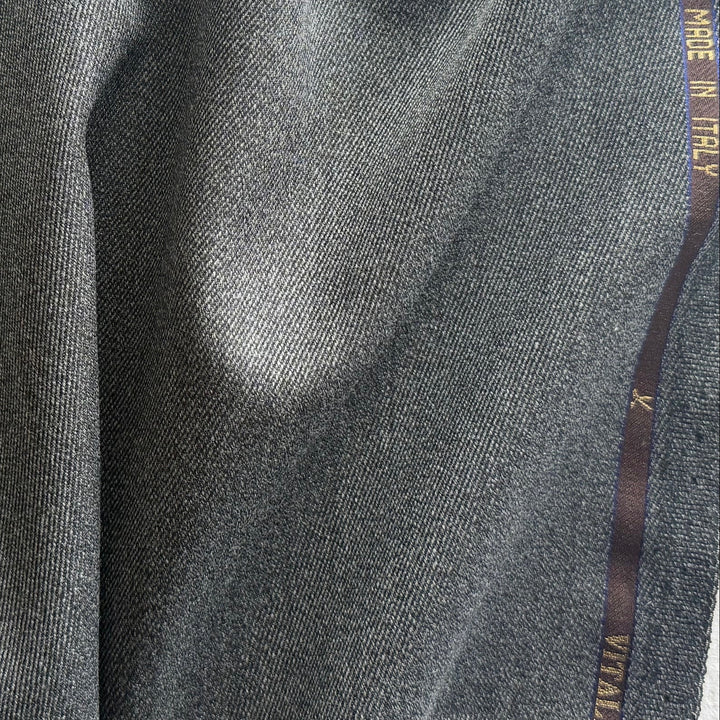 VB Canonico Weathered Charcoal Selvedged Virgin Wool Suiting (Made in Italy)