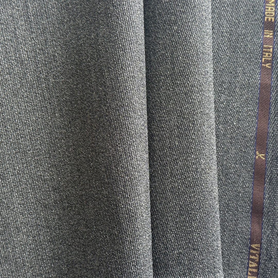 VB Canonico Weathered Charcoal Selvedged Virgin Wool Suiting (Made in Italy)