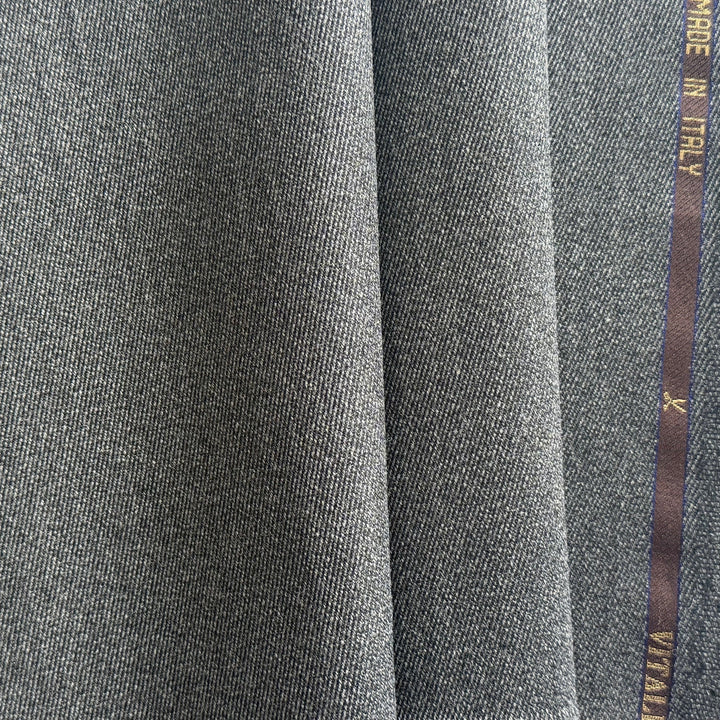 VB Canonico Weathered Charcoal Selvedged Virgin Wool Suiting (Made in Italy)
