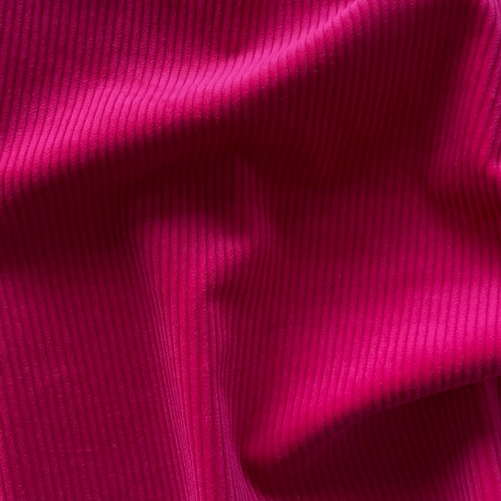 High-End Razzmatazz Hot Pink Stretch Mid-Wale Cotton Corduroy (Made in Italy)