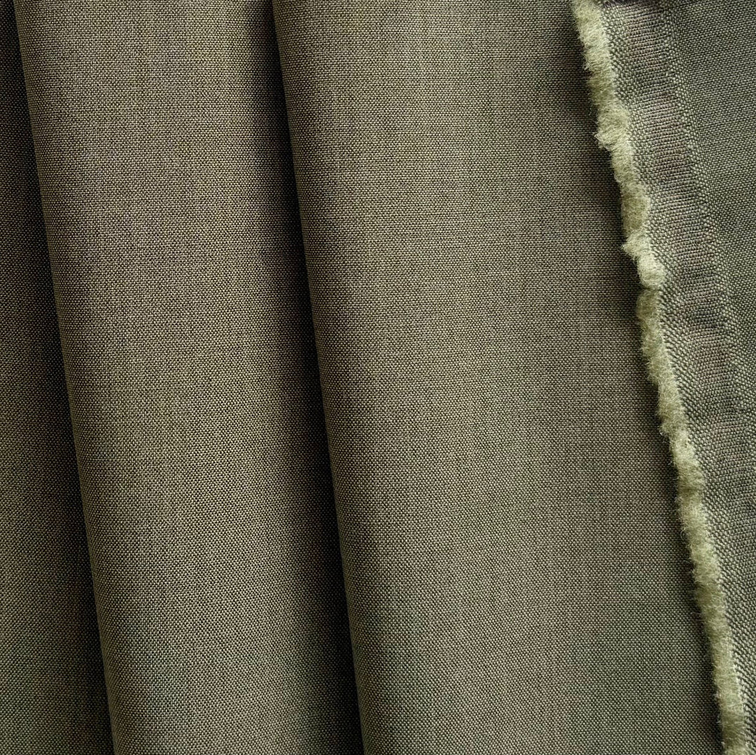 Lighter-Weight Woodland Olive Virgin Wool Gabardine (Made in Italy)