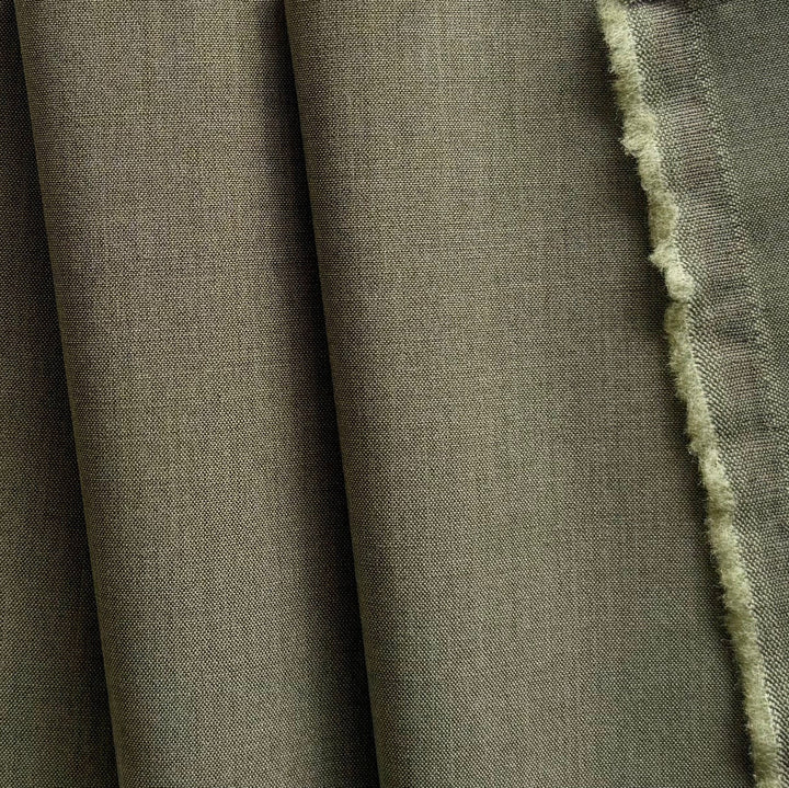 Lighter-Weight Woodland Olive Virgin Wool Gabardine (Made in Italy)