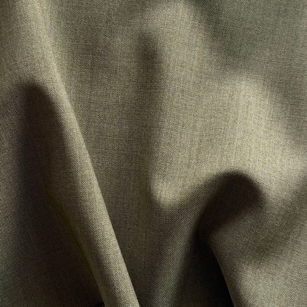 Lighter-Weight Woodland Olive Virgin Wool Gabardine (Made in Italy)