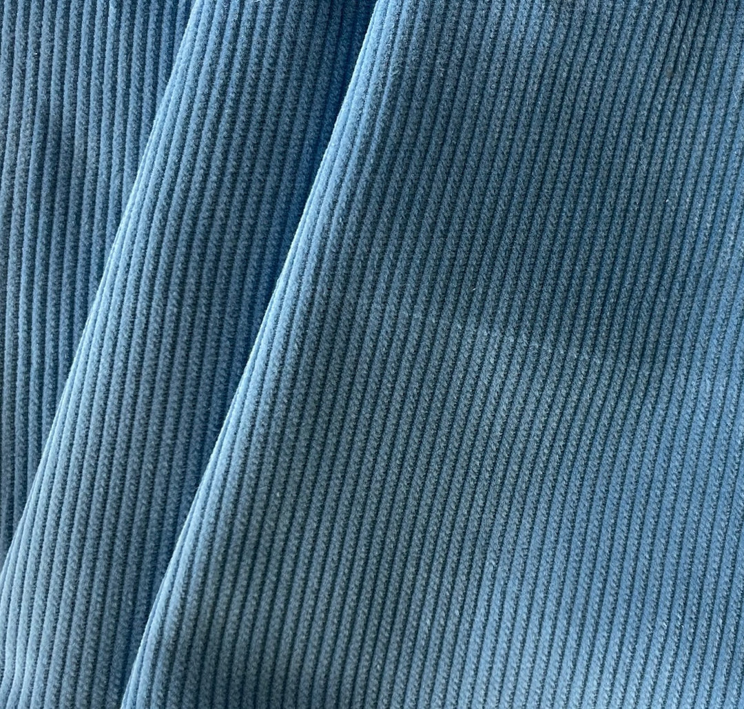 High-End Summer Sky Blue Mid-Wale Cotton Corduroy (Made in Italy)
