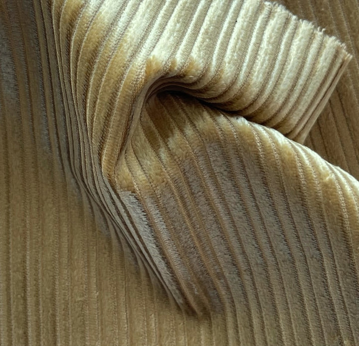 Couture Glossy Golden Ecru Multi-Wale Cotton Blend Corduroy (Made in Italy)