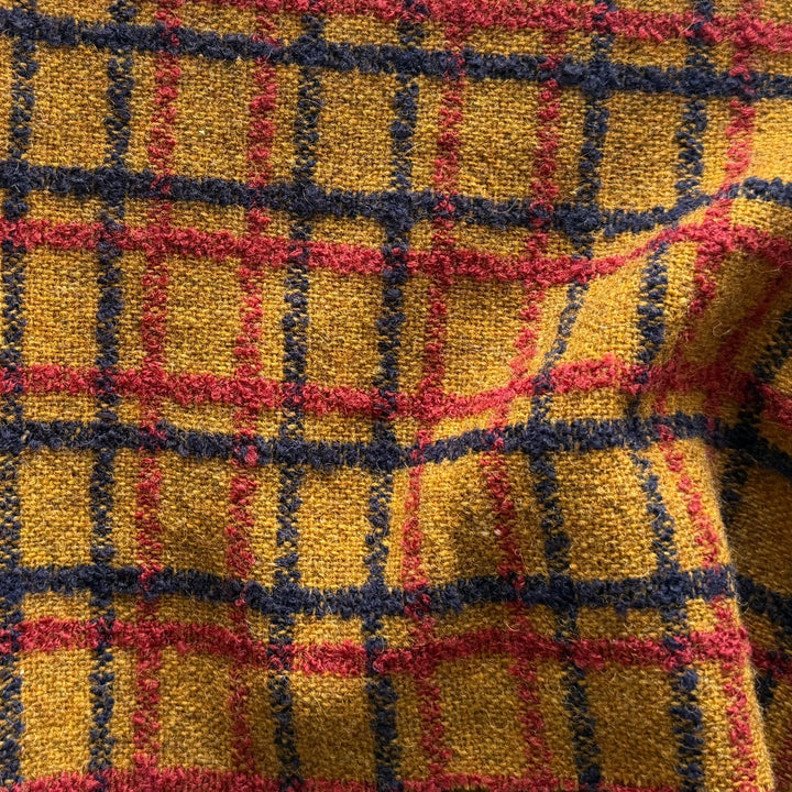 Playful Spiced Goldenrod Wool Blend Plaid Bouclé (Made in Italy)