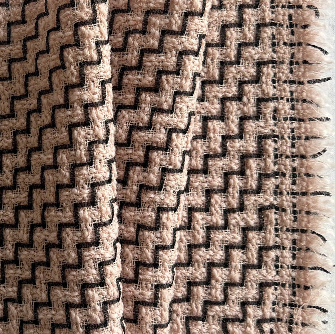 French Couture Diagonal Ballet Pink Wool Blend Bouclé (Made in Italy)