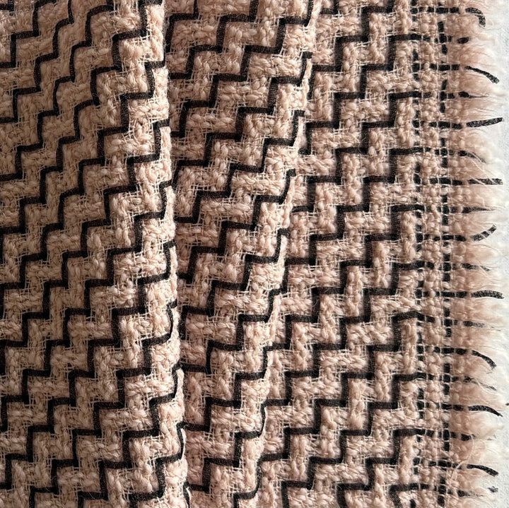 French Couture Diagonal Ballet Pink Wool Blend Bouclé (Made in Italy)