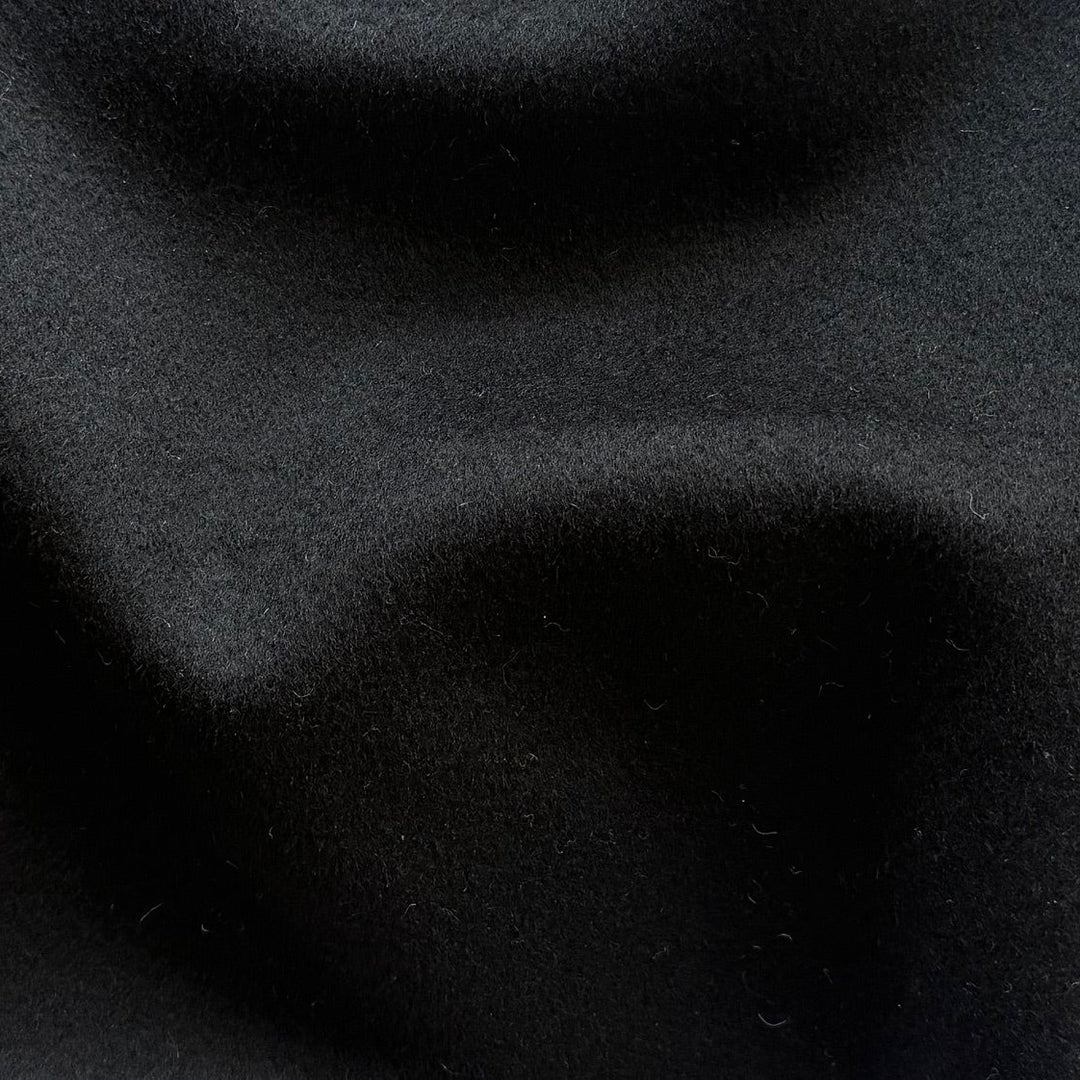 Derek Lam Classic Jet Black Virgin Wool Melton Coating (Made in Italy)