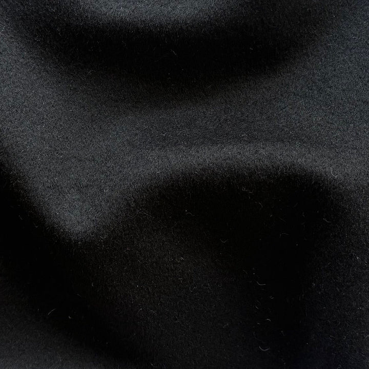 Derek Lam Classic Jet Black Virgin Wool Melton Coating (Made in Italy)