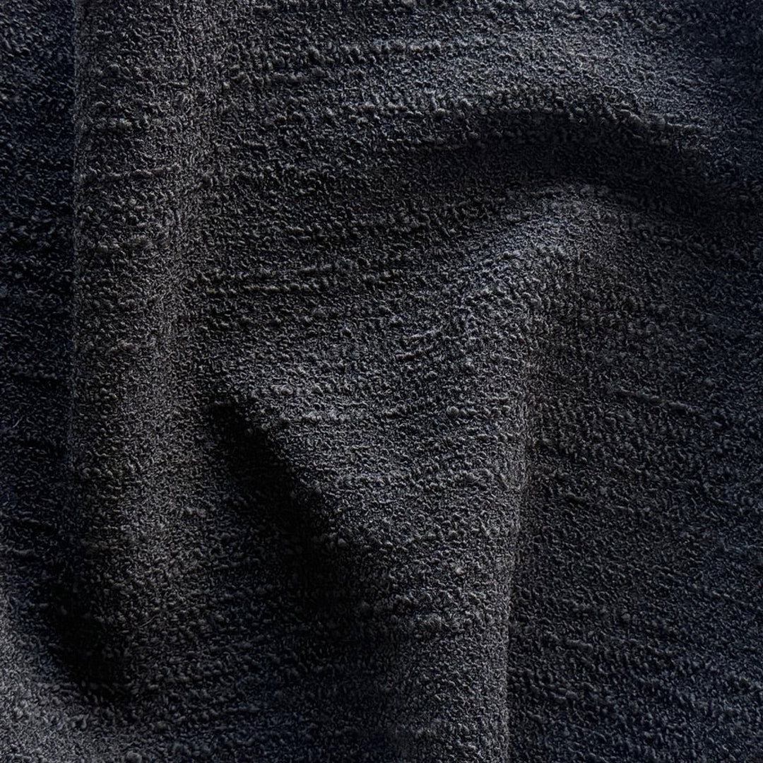 French Couture Elegant Black Wool Blend Bouclé (Made in Italy)