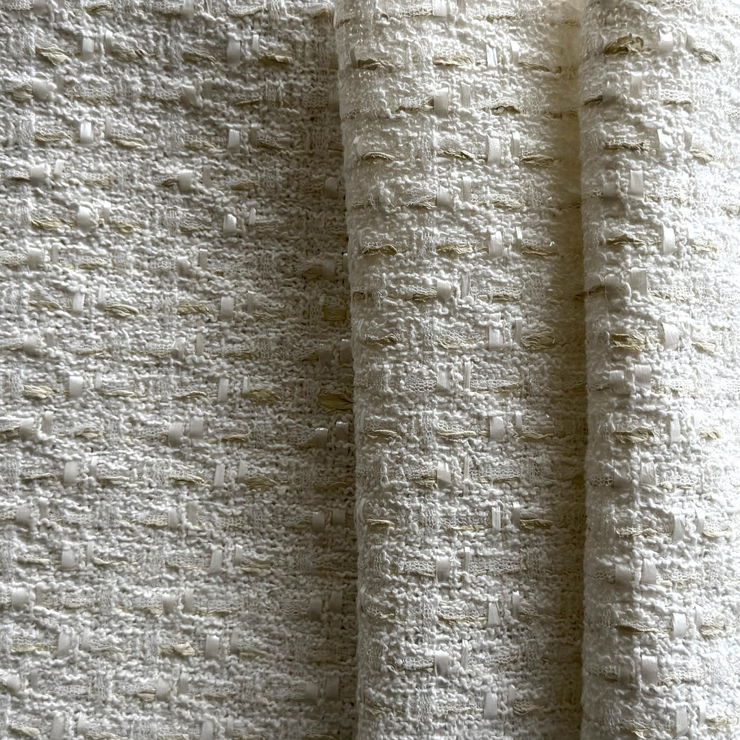 French Couture Elegant Winter White Wool Blend Bouclé (Made in Italy)