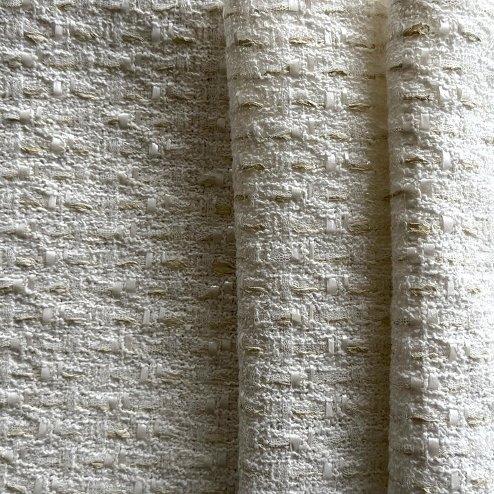 French Couture Elegant Winter White Wool Blend Bouclé (Made in Italy)