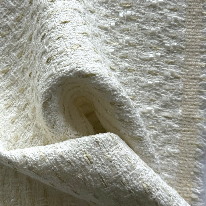 French Couture Elegant Winter White Wool Blend Bouclé (Made in Italy)