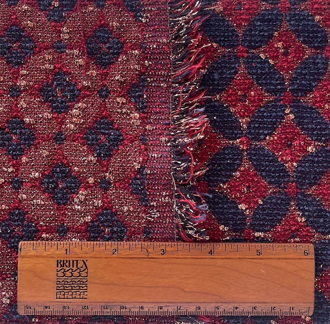 Gucci Midnight Navy Diamonds & Brick Cotton Blend Bouclé (Made in Italy)