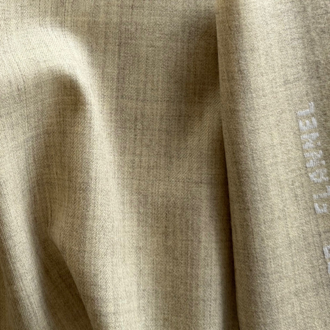 Lancetti Heathered Parchment Selvedged Virgin Wool Super Flannel (Made in Italy)