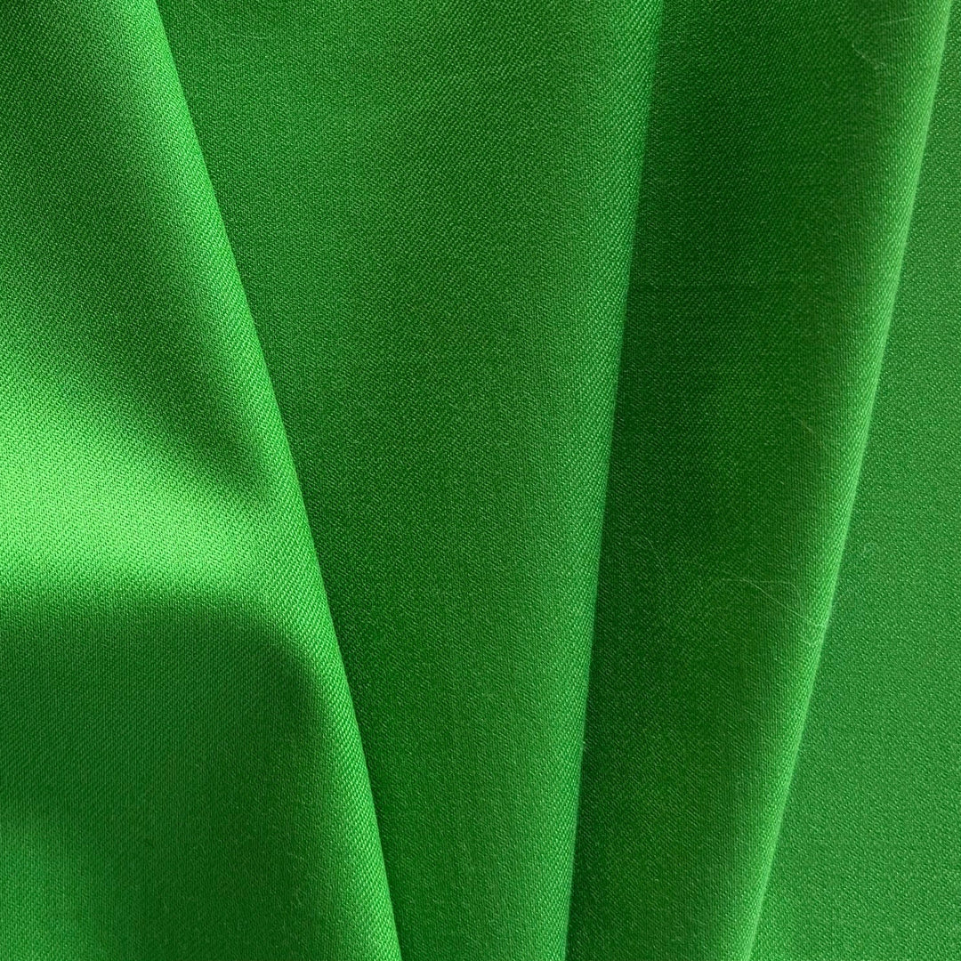 Mid-Weight Saturated Emerald Stretch Wool Gabardine (Made in Italy)