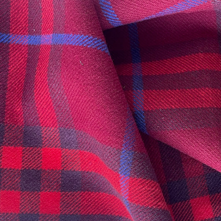 Designer Mid-Weight Sunrise Sangria  Backed Virgin Wool Large-Scale Plaid (Made in Italy)