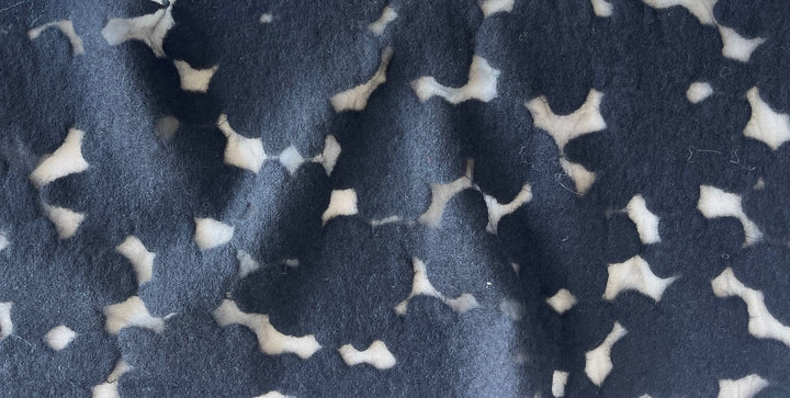 Semi-Sheer Jet Black Floral Felted Boiled Wool