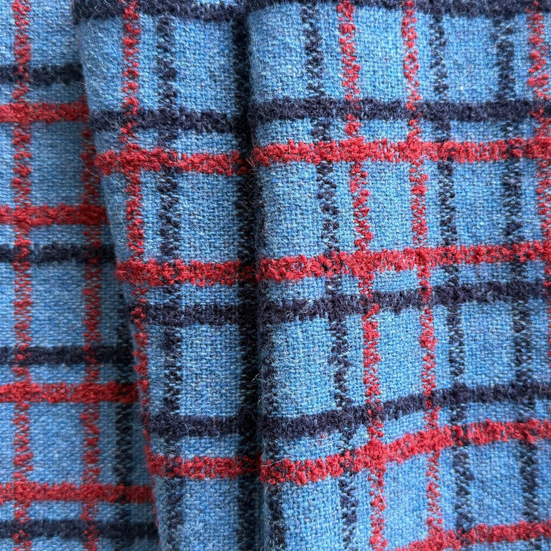 Plucky Periwinkle Blue Wool Blend Plaid (Made in Italy)