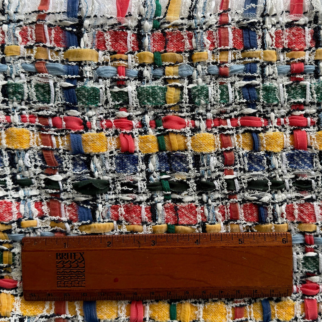 High-End Piet Mondriaan Open-Weave Cotton Blend Bouclé (Made in Italy)