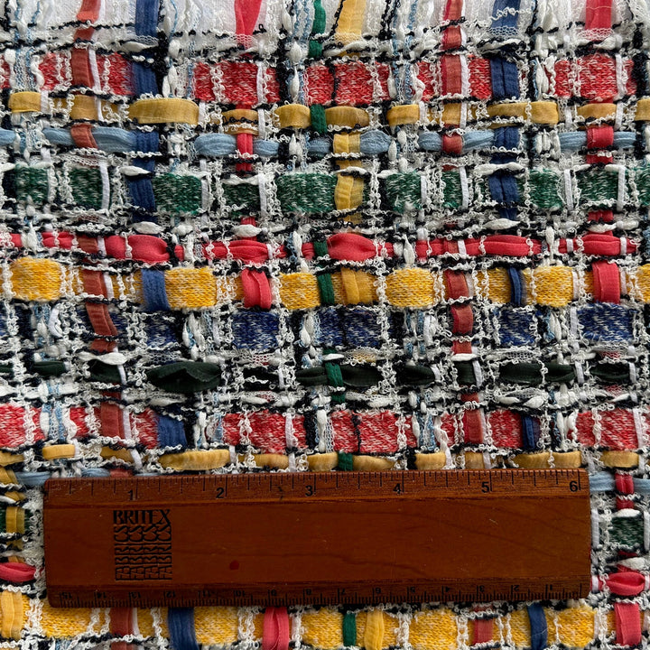 High-End Piet Mondriaan Open-Weave Cotton Blend Bouclé (Made in Italy)