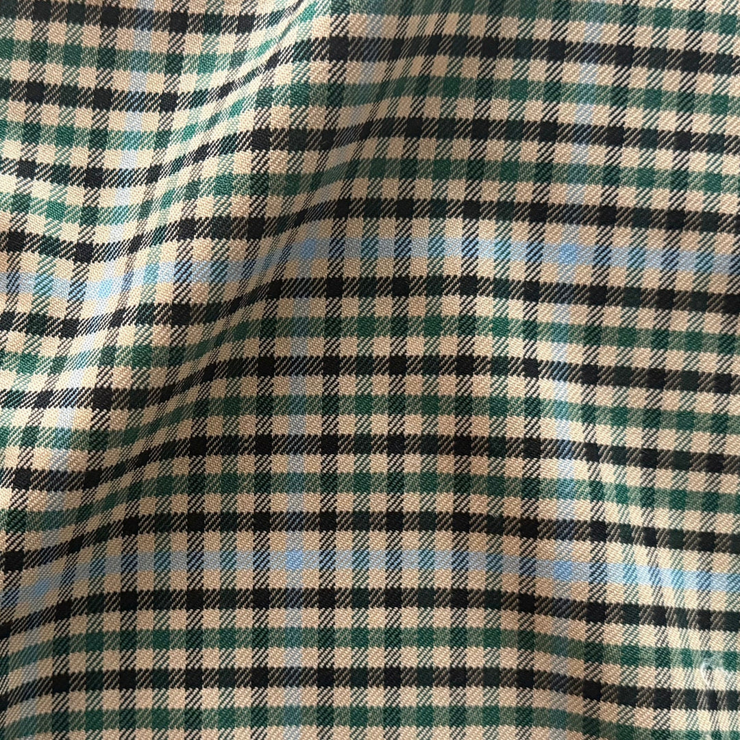Basil & Summer Sky Stretch Wool Plaid (Made in Italy)