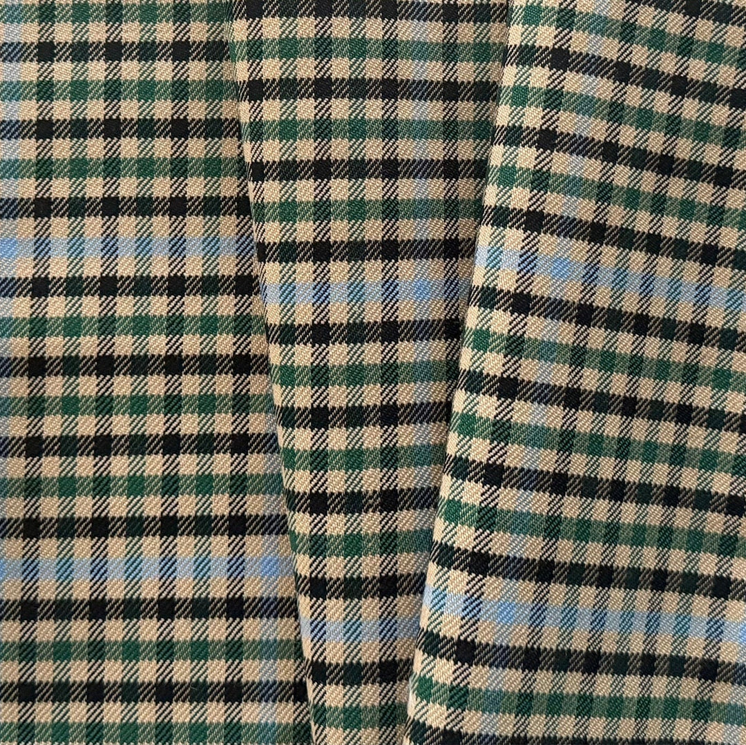 Basil & Summer Sky Stretch Wool Plaid (Made in Italy)