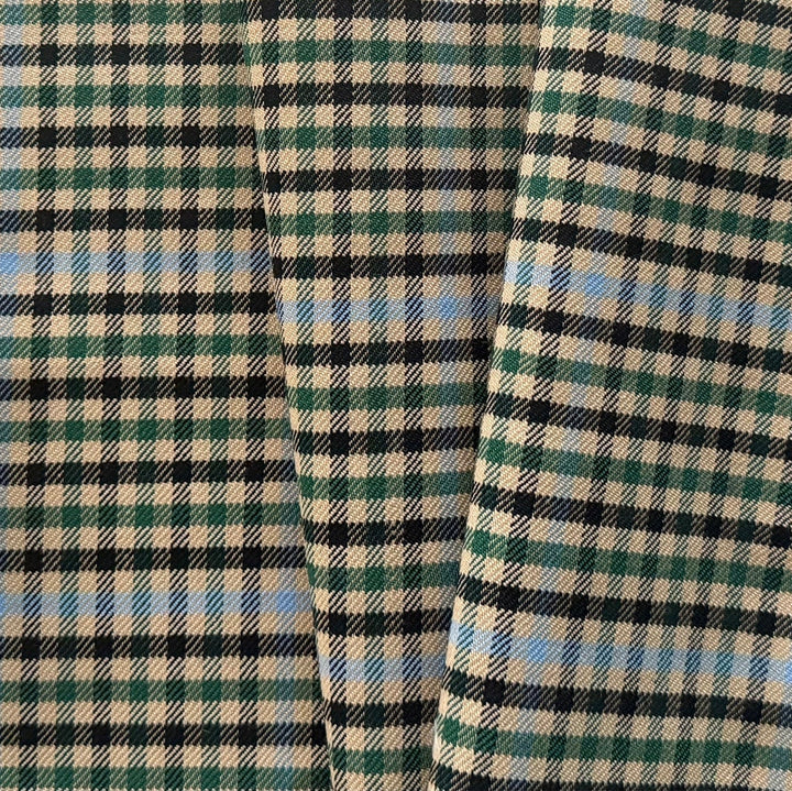 Basil & Summer Sky Stretch Wool Plaid (Made in Italy)