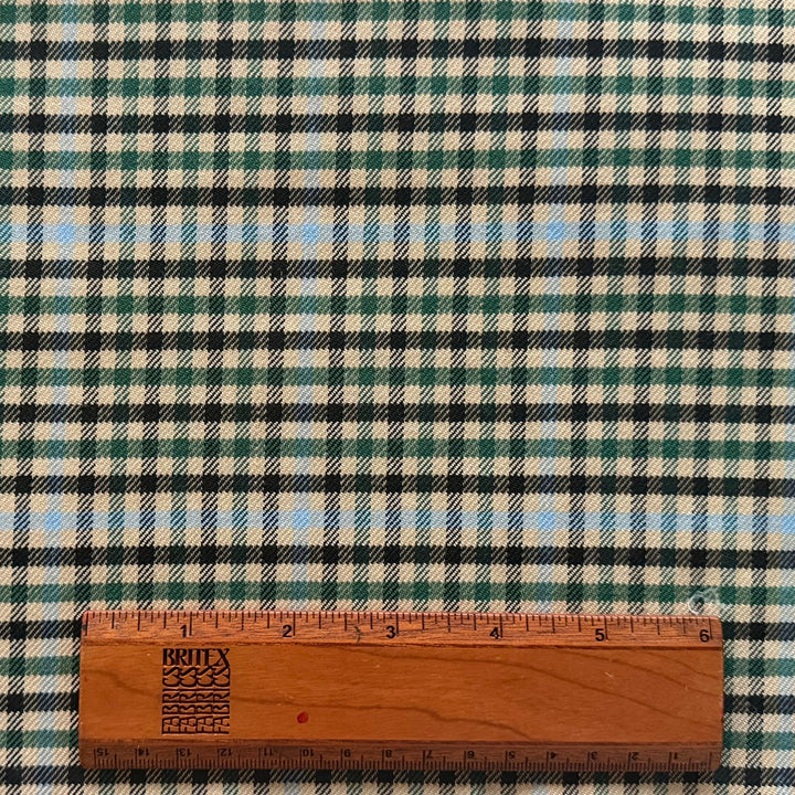 Basil & Summer Sky Stretch Wool Plaid (Made in Italy)