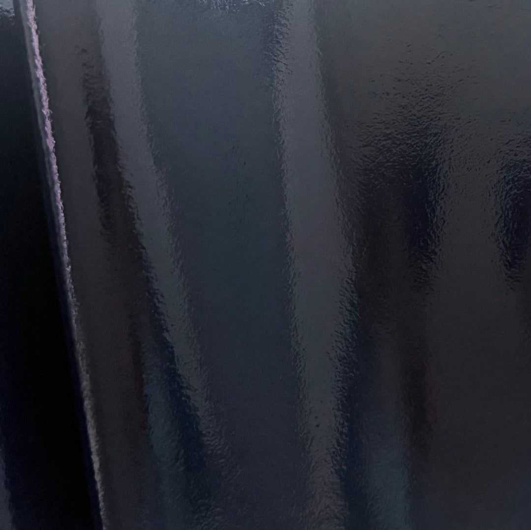 Water-Resistant Navy Glossy Shellaced Front & Wool Melton Backed Coating (Made in Italy)
