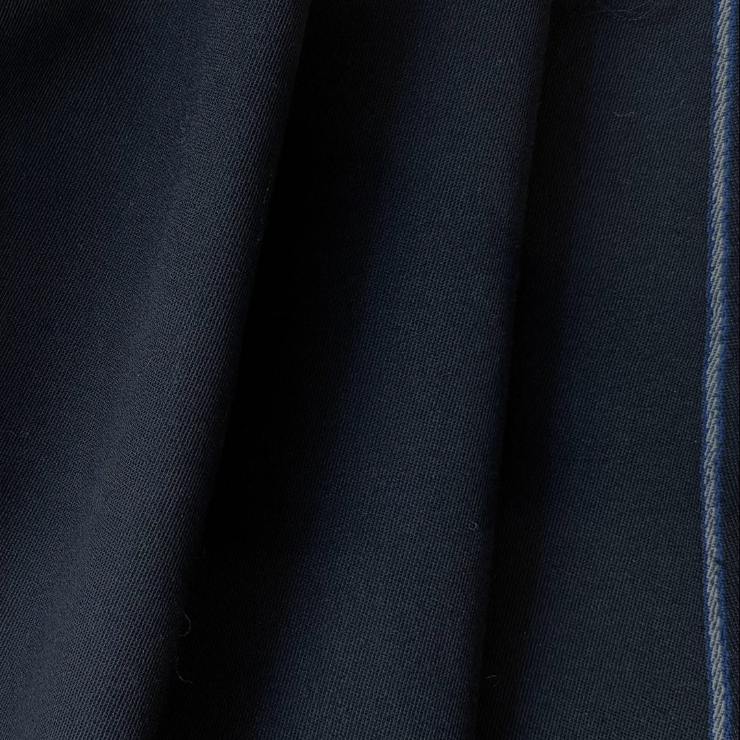 Mid-Weight Deepest Midnight Navy Blue Wool Twill Gabardine (Made in Italy)