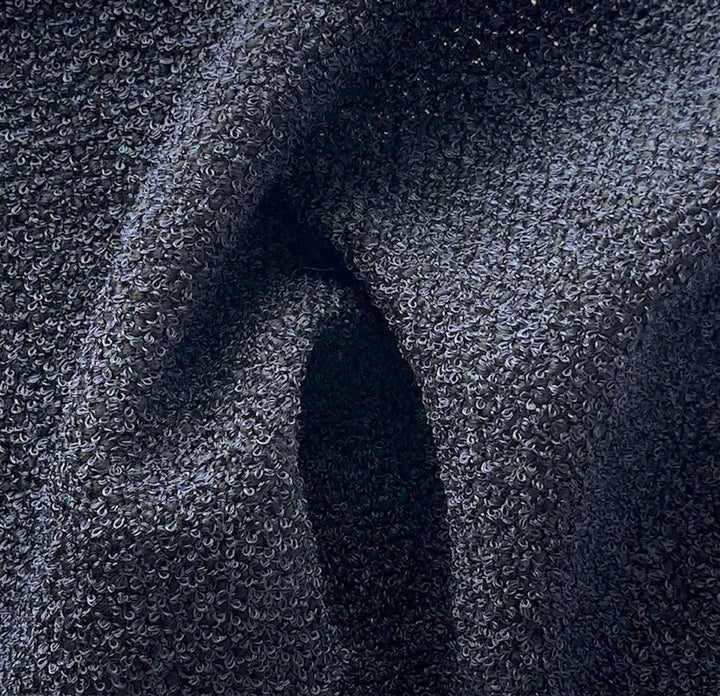 Couture Airy Midnight Navy & Onyx Wool Blend Bouclé (Made in Italy)