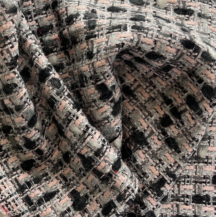 Ferragamo Rose, Onyx, Dove & Silver Wool Blend Bouclé (Made in Italy)