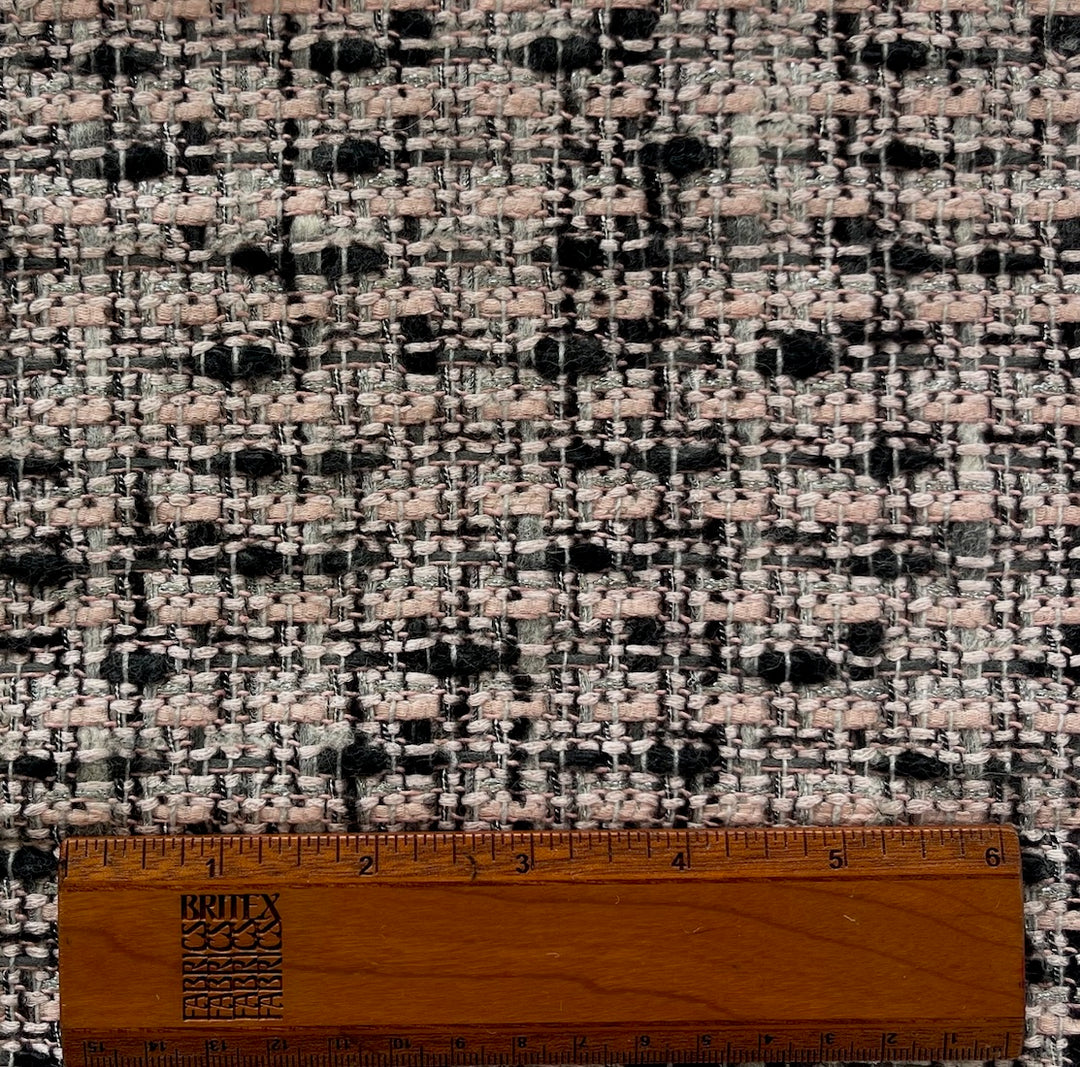 Ferragamo Rose, Onyx, Dove & Silver Wool Blend Bouclé (Made in Italy)
