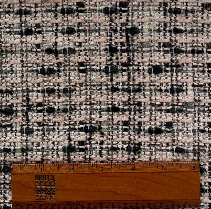 Ferragamo Rose, Onyx, Dove & Silver Wool Blend Bouclé (Made in Italy)