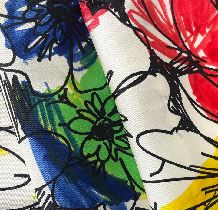 Moschino Expressionist Garden Silk Twill (Made in Italy)