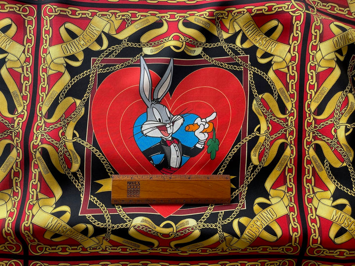 74" Panel - Signature Moschino Bugs Bunny Times Nine Silk Crepe de Chine (Made in Italy)