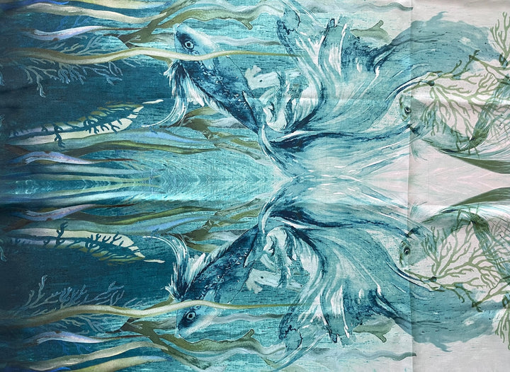 48" Panel - Alberta  Ferretti Luscious Oceanic Mystery Silk Crepe de Chine (Made in Italy)