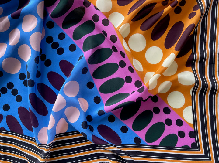 54" Square Panel - Dramatic Yayoi Kusama-inspired Silk Crepe de Chine (Made in Italy)