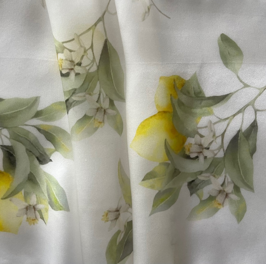 Flowering Lemon Tree Ivory Silk Satin Charmeuse (Made in Italy)